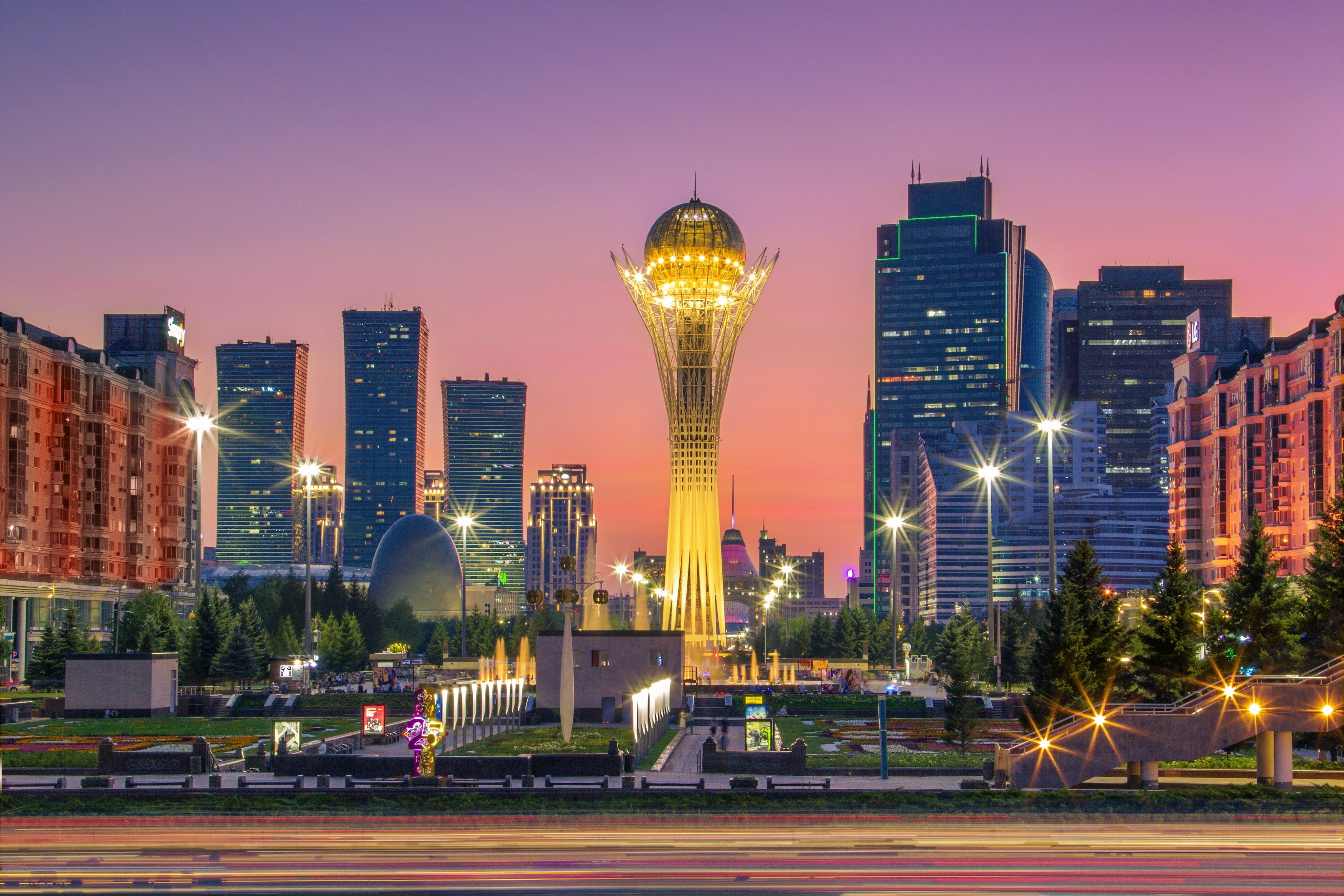 Astana skyline and Bayterek